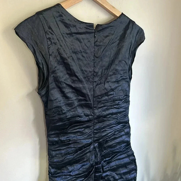 Nicole Miller techno metal cap sleeve dress size 12 blue. - Picture 7 of 7